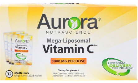 Aurora Nutrascience, Mega-Liposomal Vitamin C, 3000 mg, 32 Single-Serve Liquid Packets
