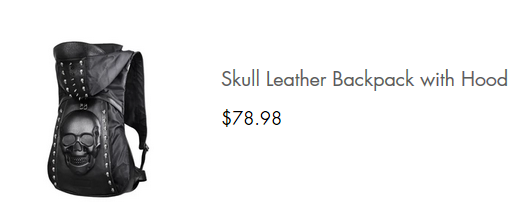 Skull Leather Backpack with Hood