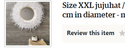  Size XXL jujuhat / juju hat mirror handmade in natural feathers 75 cm in diameter - mirror white color 30 cm