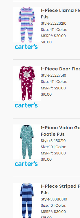 Carters bundle of 4 pijamas 