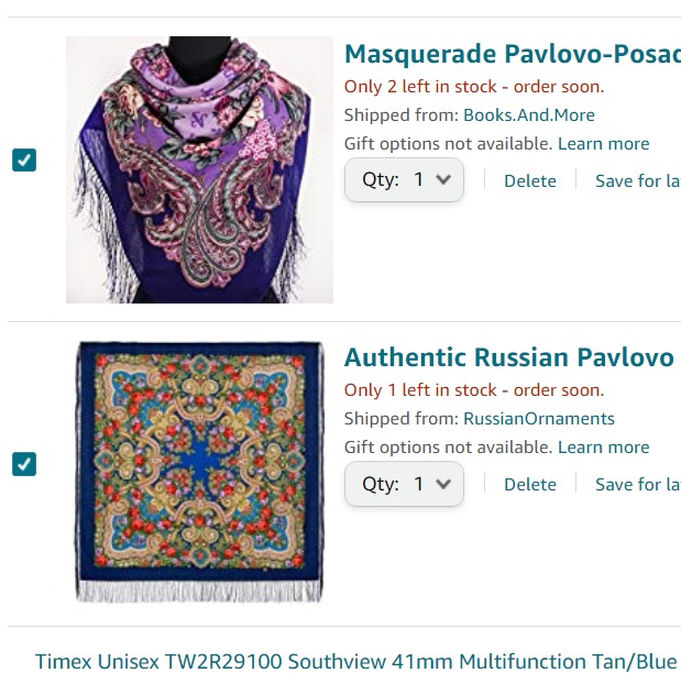 Amazon bundle of 2 russian shawls