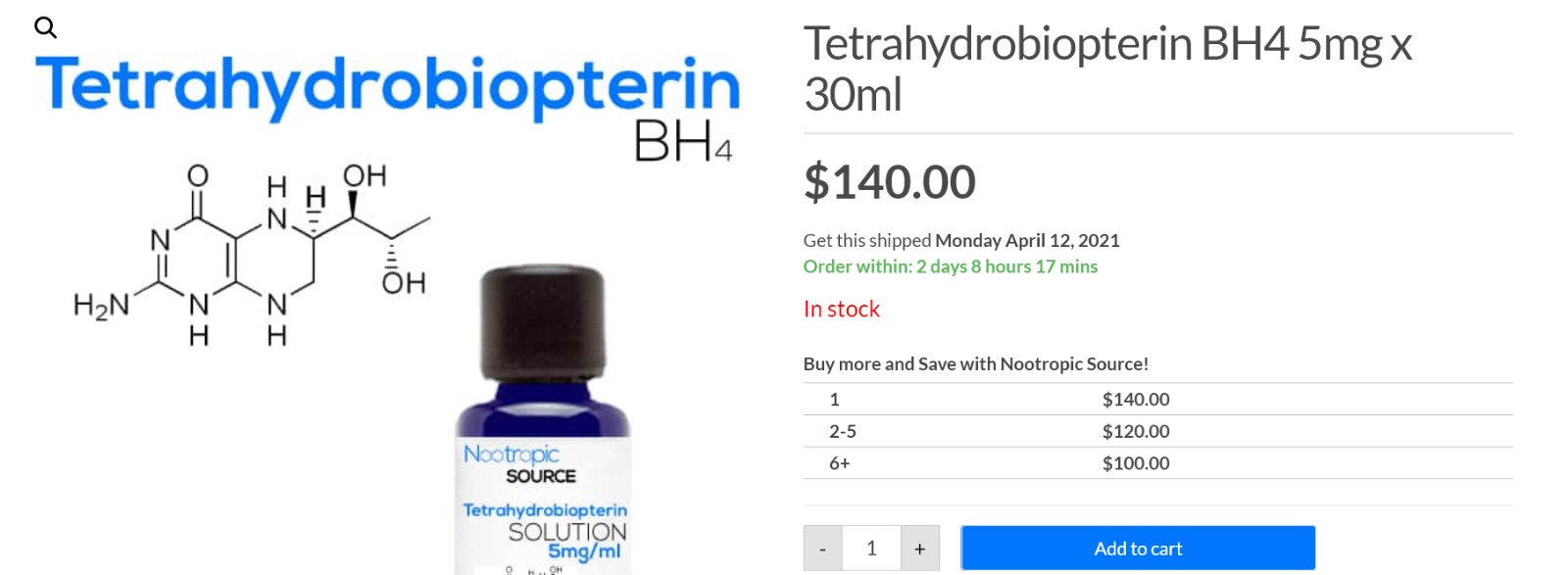 Tetrahydrobiopterin set of 2 