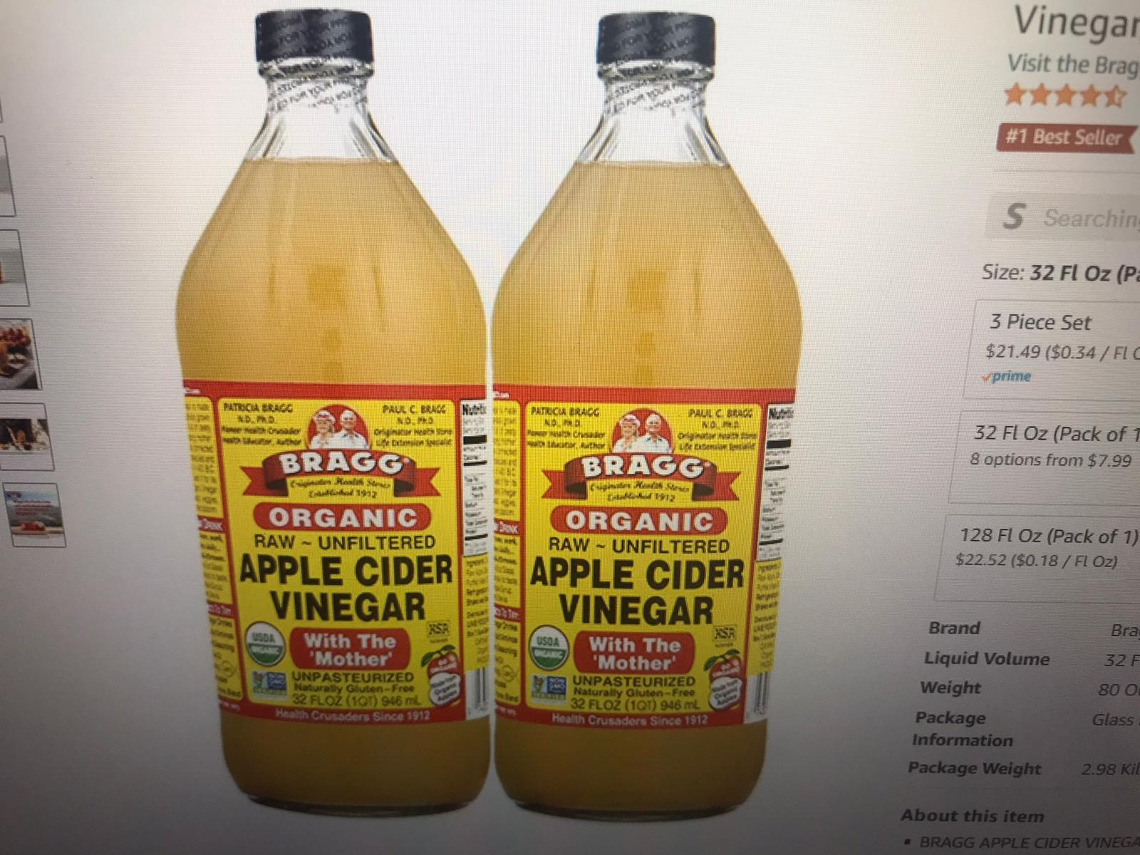 Brag Organic apple cider  vinegar bundle of 2 /1Lx2