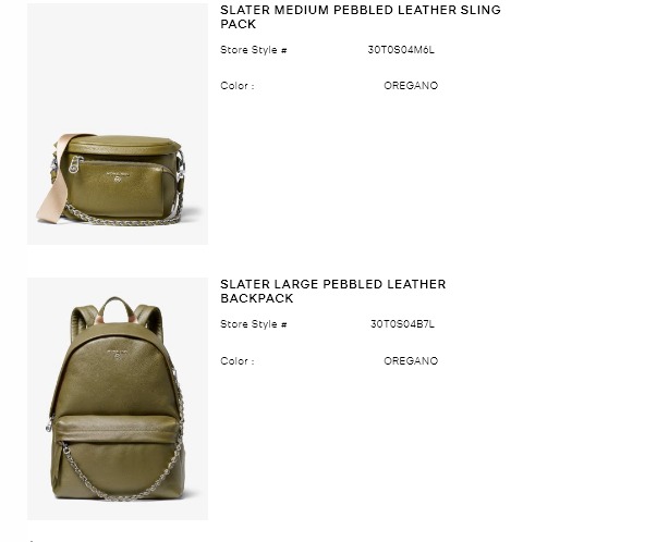 Michael  Kors bundle of 2 Slater backpack si bag 