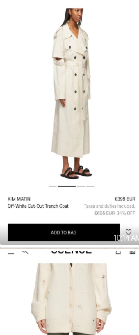 Bundel  Kim Matin trench coat/ off white distressed cardigan