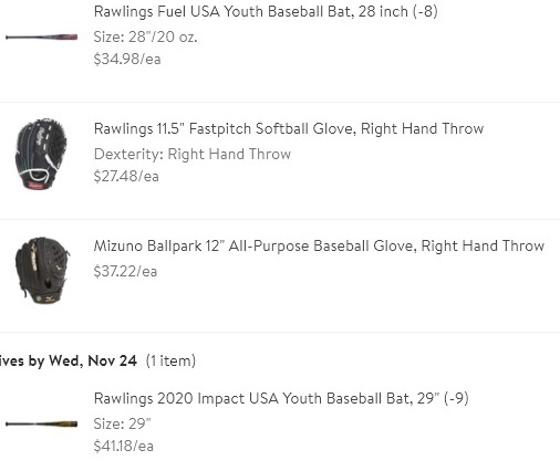 US Bundle  / 2 baseball bats/ 2 baseball gloves/ tri baseball 