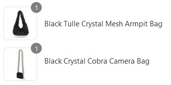 Karastore bundel Tullie crystal mesh ampit bag/ crystal cobra camera bag