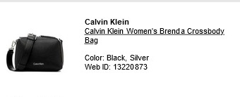 Macys  Calvin Klein Brenda  Crossbody bag 