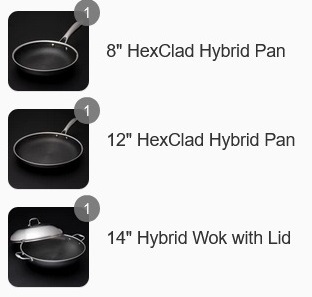 Hexclad  bundle  hybrid pan  3pcs 